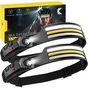 4-Pack-Head Torch Rechargeable-Super-Bright-LED-Headtorch-Headlamp with Sensor Control-Headlight-10 Light Modes-IPX4 Waterproof-Adjustable Strap-Lightweight-For Running-Camping-Cycling-Fishing