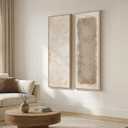Large Framed Beige Cream Abstract Vertical Wall Art for Hallway, 2 Piece, 20"W x 60"H x 2Pcs