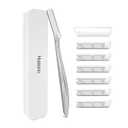 Dermaplane Razor for Women Face, Stainless Steel Handle with 6 Replaceable Blades, Huauoo Face Razors for Women, Peach Fuzz Remover, Eyebrow Trimmer, Dermaplaning Tool for Face Exfoliation (Silver)