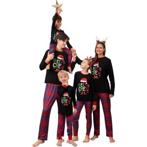 Rnxrbb 2025 Matching Family Christmas Pajamas Holiday Family Christmas Pjs Set Sleepwear Xmas Jammies Men Women Kids Couples (Black, XXL)
