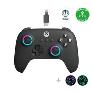 8Bitdo Ultimate C Hall Effect Joysticks/Hall Trigger Wired Controller with RGB Lighting Fire Ring, 3.5mm Audio Jack for Xbox Series X|S, Xbox One, Windows 10/11 - Officially Licensed (Dark Gray)