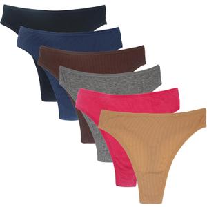 High Waisted Cotton Thongs Underwear For Women Breathable Sport Athletics Panties High Rise Plus Size Multipack (XXL)