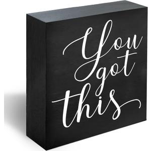 You Got This Inspirational Plaque Signs, Motivational Home Office Desk Black Decor, Home Tabletop Signs Decor, Farmhouse Decor, Affirmation Quotes Gifts for Friend, Office Decor -A27