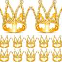 12 Pcs Crown Cake Topper Mini Baby Crown Tiny Queen Small Alloy Crystal Princess Headpiece Cake Decoration for Women Lady Girl Bridal Wedding Royal Themed Baby Shower Birthday Party(Gold)