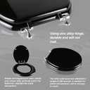 Black Round Toilet Seat Natural Wood Toilet Seat with Zinc Alloy Hinges, Easy to Install also Easy to Clean, Scratch Resistant Toilet Seat by Angol Shiold (Round, Black)