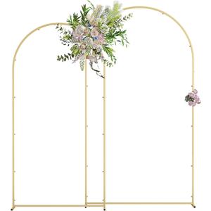 Metal Arch Backdrop Stand, Gold Wedding Arch Frame for Birthday Party Baby Shower Ceremony Decoration Graduation Ceremony Easy to Assemble 7.2FT & 6.6FT