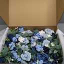 Ling's moment 10pcs Wedding Chair Decorations Aisle Floral Swag Artificial Pew Flowers Hanging Garland Dusty Blue & Navy for Ceremony Reception Church Rose Floral Faux Arrangement Party Outdoor Decor