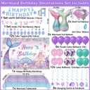 Mermaid Birthday Decorations, Mermaid Party Decorations, Balloons Cake Topper Tablecloth Banner Backdrop Party Decor Supplies, Mermaid Theme Birthday Decorations for Girls Under the Sea Happy Bday