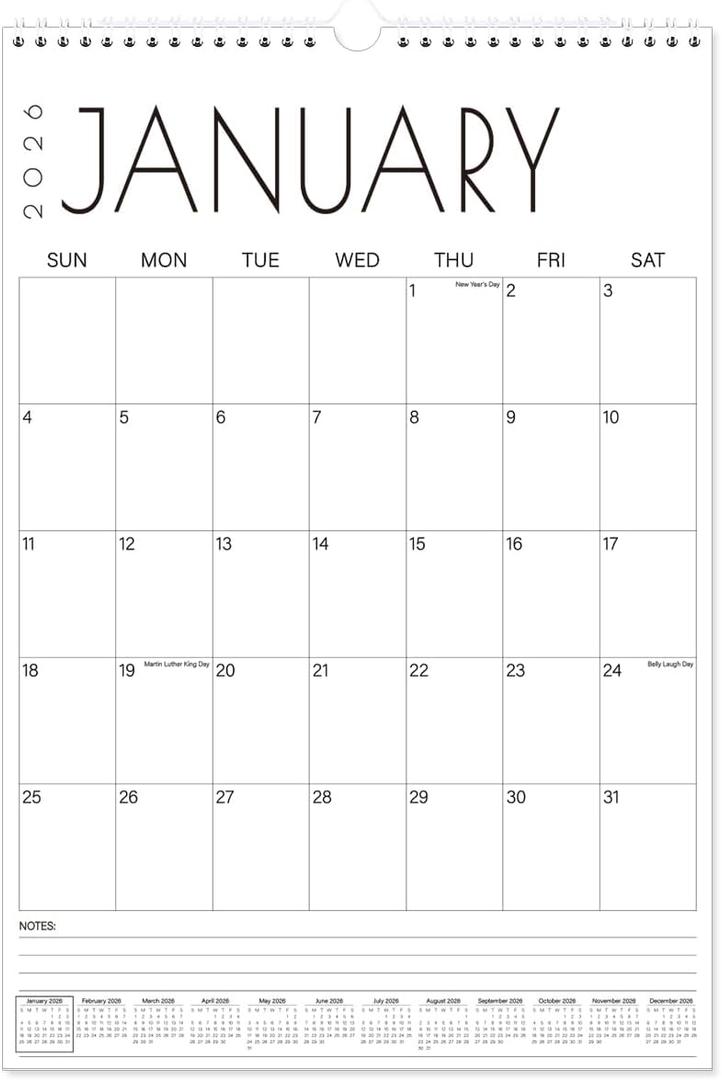 Calendar 2026-18-Month Extra Large Wall Calendar from January 2026 to June 2027, 15'' x 22'' Hanging Calendar 2026 with Holiday Marked, Premium Paper for Organizing, Vertical, Black Large Word