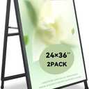 A Frame Sign 24x36 Inches Portable Sandwich Board Sign Outdoor Sign Holder Double Sided Display Easy Poster Change Perfect for Restaurants Malls Supermarkets Trade Shows (Frame only),2PACK