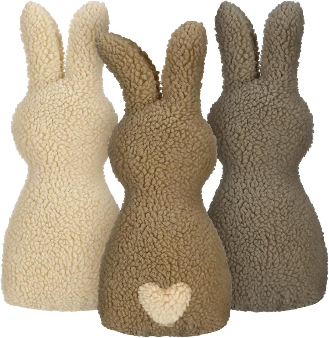 Wenqik 3 Pcs Easter Bunny Shaped Pillows Decorative Rabbit Throw Pillows Bunny Stuffed Animals for Spring Home Bedroom Living Room Sofa Couch Decor (Beige) 