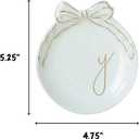 COLLECTIVE HOME - Personalized Initial Ceramic Jewelry Tray with Bow, Christmas Gift Ideas for Women, Small Gift for Girlfriend Wife, Ring Holder, Earrings Dish, Birthday Gift for Her (Y)