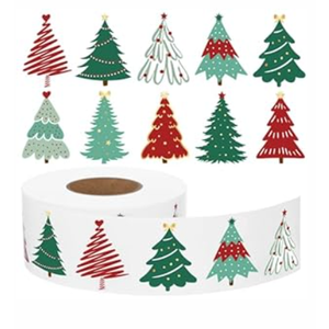 Tenare 1000 Pcs Christmas Tree Stickers Christmas Party Supplies Winter Xmas Roll Stickers Red Green Self Adhesive Label Tag for Holiday Presents Candy Bag Decor