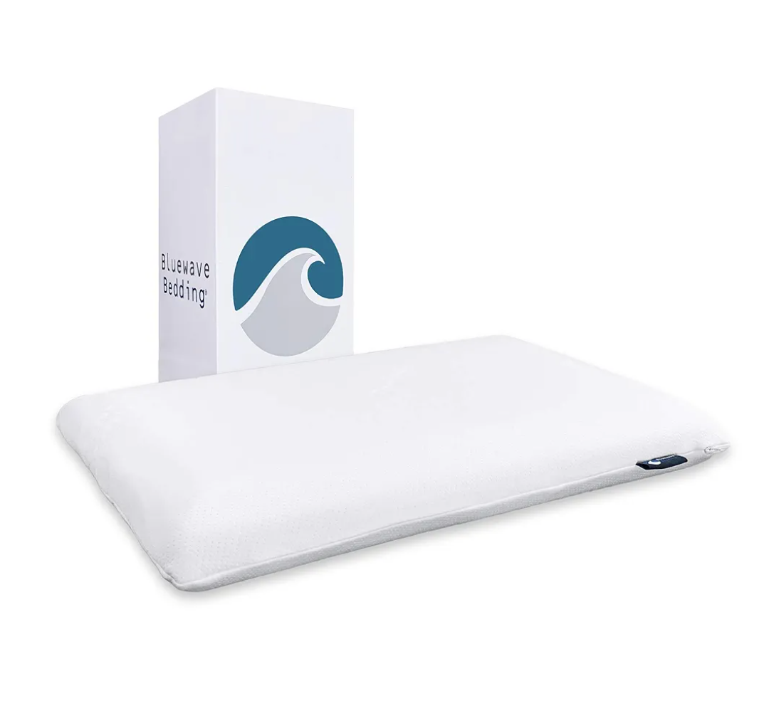 Bluewave Bedding Super Slim Gel Memory Foam Pillow for Stomach and Back Sleepers - Thin, Flat Design for Cervical Neck Alignment and Deeper Sleep (3.25-Inches Height, Standard Size) White