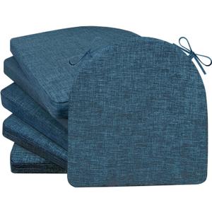 Chair Cushions for Dining Chairs 6 Pack 35D High-Density Foam Seat Cushions for Kitchen Chairs with Ties Non Slip and Removable Cover Chair Pads 16.5" x 16.5" x 2" (Lake Blue)
