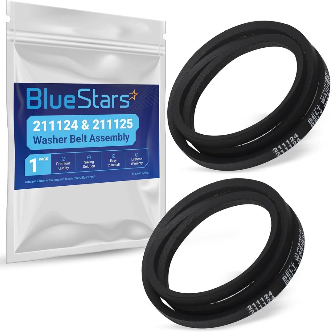 BlueStars 211124 & 211125 Washer Belt Assembly - Compatible with Whirlpool Maytag Jenn-Air Washers - Replaces 12112425 12112425VP 210024 AP4011179 PS2005284 22002570