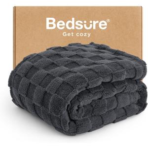 Bedsure GentleSoft Dark Grey Throw Blanket for Couch - Checkered Fleece Blankets Gifts for Kids Girls, Cute Soft Cozy Throw for Bedroom Home Decor Gifts, 50x60 Inches