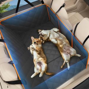 Truck Dog Seat Cover Back Seat, Hard Bottom Dog Hammock for Car, Waterproof Soft Pet Extender Travel Bed Supports 400lbs, Durable Platform Protector for Car,SUV, Tacoma Double Cab