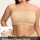 HSIA Strapless Bras for Women Bandeau Bra Wireless Full Coverage Non-Slip Large Bust Seamless Tube Bra Fixed Cup (Beige, XXXL)