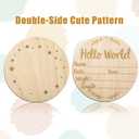 2 x Wooden Baby Announcement Sign, 5.9 Inch Hello World Newborn Birth Sign With Ink Pad Markers for Nursery Name, Birthday, Baby Showers, Photo Props