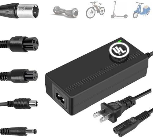 Carsty 42V Electric Scooter Charger UL Certified for 36V Lithium Battery 5 Plugs, Compatible with Gotrax, Jetson, Razor, Voyage, ninebot,Swagtron,Bird,Segway Electric Bike Scooters Ebikes