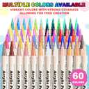 60 Colors Dual Tip Acrylic Paint Pens Markers Dual Tip Markers Art Canvas Kit Paint Brushes for Canvas Painting Drawing Graffiti Waterproof and Colorfast