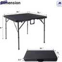 Byliable 34" Square Folding Card Table, Fold-in-Half Utility Dining Portable Table Heavy Duty HDPE Plastic Foldable with Carrying Handle Indoor Outdoor for Picnic, Camping, Party, Black