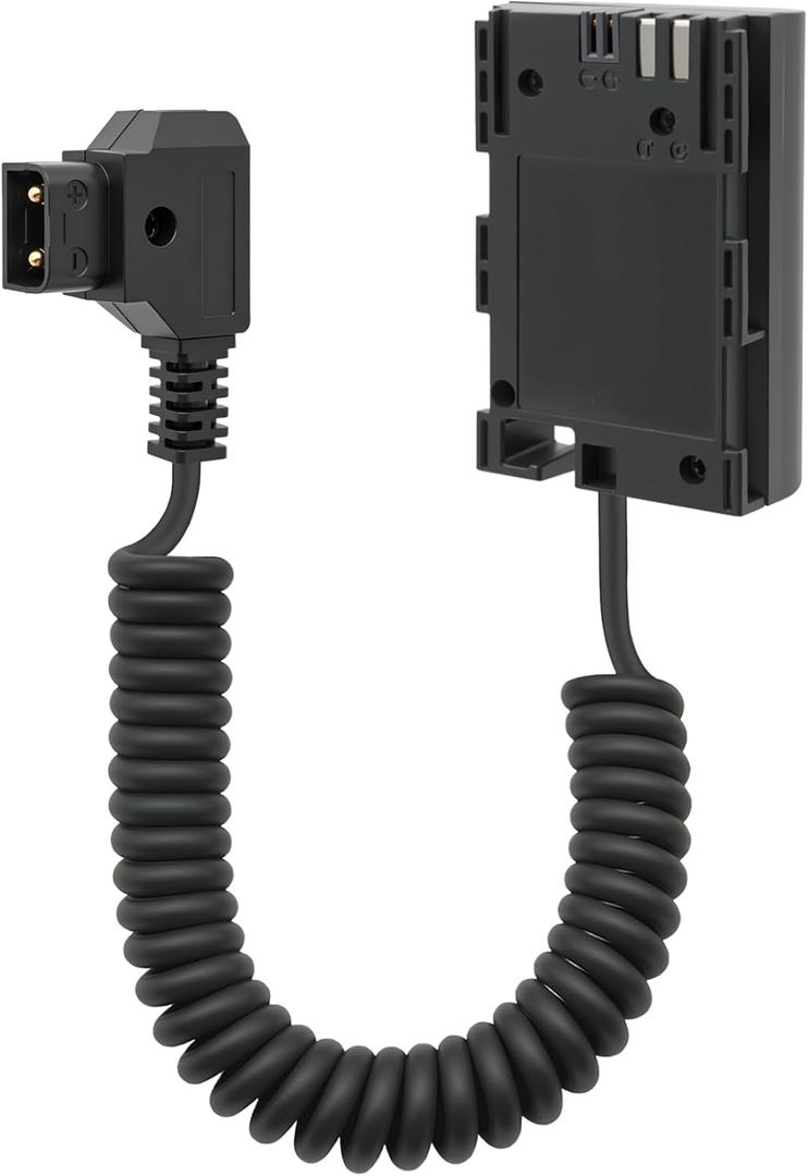 D-Tap to LP-E6 (DR-E6) Dummy Battery Coiled Power Cable Compatible with Canon EOS R, R5, R6, R6 II, R7, 5D II/III/IV, 6D/6D II, 7D/7D II, 60D90D, Replaces LP-E6 / LP-E6N / LP-E6NH, 47"