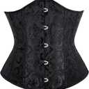 Alivila.Y Fashion Corset Womens Brocade Underbust Boned Corsets Bustier Waist Trainer (XX-Large, Black)