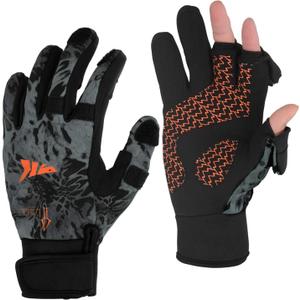 KastKing Mountain Mist Cold Winter Weather Fishing Gloves for Men and Women - Ideal for Ice Fishing, Photography, or Hunting (Medium, Blackout)