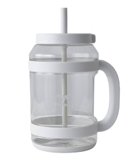 REDUCE WaterDay 80 oz Water Jug with Time/Ounce Markings - Spill-Proof Straw, Durable Tritan - Big Water Bottle for Daily Hydration - Dishwasher Safe, Clear & Easy to Clean, White