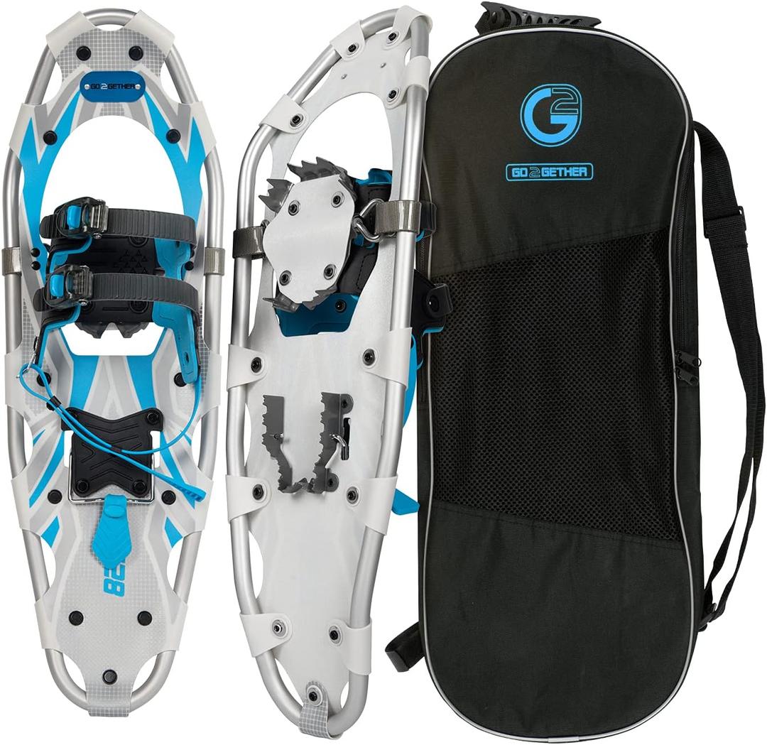 G2 21/25/30/36 Inches Light Weight Snowshoes for Women Men Youth, Set with Tote Bag, Special EVA Padded Ratchet Binding, Heel Lift, Orange/Blue 