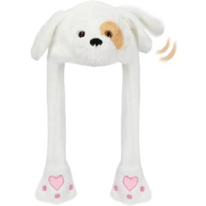 Animal Hat with Ears Moving Jumping Pop Up Beating Hat Plush Holiday Cosplay Dress Up Funny Gift for Kids