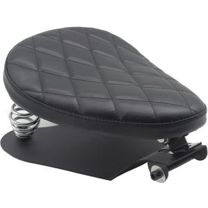YHMOTO Motorcycle Solo Seat with Spring Base Black Diamond Leather Motorcycle Seat For Harley Yamaha Kawasaki Suzuki Sportster Bobber Chopper (001)