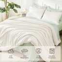 Litanika Ivory Comforter Set King Size, 3 Pieces Lightweight Solid Bedding Comforter Set, All Season Fluffy Bed Set (104x90In Comforter & 2 Pillowcases)