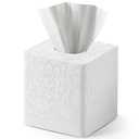 Square Tissue Box Cover Decorative,Napkin Dispenser,Facial Paper Holder for Bathroom Vanity Countertop,Bedroom Dresser,Night Stand, Desk, Office and End Table,Boho Flowers White
