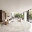 Valenrug Washable Round Area Rugs 8x8 - Stain Resistant 8ft Round Rugs for Living Room, Non Slip Backing Printed Rugs for Bedroom, Folable Machine Washable Area Rug (8ft, Beige)