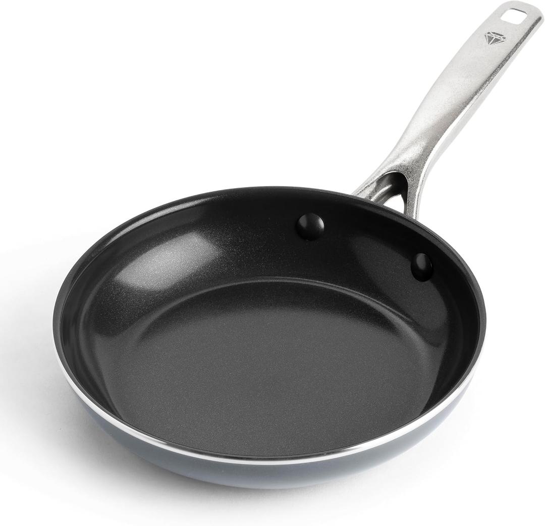 Blue Diamond Cookware 10" Frying Pan Skillet, Diamond Infused Healthy Ceramic Nonstick, PFAS and PFOA-Free, Dishwasher and Oven Safe, Even Heating, Metal Utensil Safe, Warp Control Base, Blue