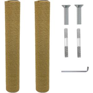Fhiny 2PCS Cat Scratching Post Replacement 15" Natural Jute Spare Extension Scratch Post for Cats Tree DIY Craft Refill Pole Parts Hemp Rope Scratcher Climbing Perch (Brown)