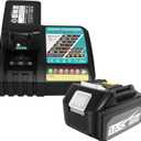 2Pack 5.0Ah Replacement Battery and Charger Combo Set for Makita 18V Battery, Compatible with 18V Makita Batteries 5.0Ah BL1830 BL1850 BL1860