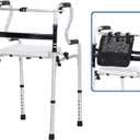 Lightweight Folding Walker with Seat & Storage Bag Adjustable Height, 2-in-1 Fixed & Cross Modes, Stable Aluminum Alloy Mobility Aid for Seniors & Mobility-Impaired