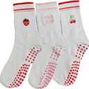 Pilates Socks for Women Yoga Barre Grippy Socks Non Slip Athletic Workout Crew Sock for Hospital (One Size, Pack 01)