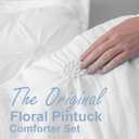 Swift Home King White 3-Piece Down Alternative Comforter Set Bedding Ruched 3D Floral Pintuck All-Season, Machine Washable