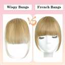 AISI QUEENS Clip in Bangs 100% Human Hair Extensions Brown Black Clip on Fringe Bangs with nice net Natural Flat neat Bangs with Temples for women One Piece Hairpiece (French Bangs, Ash Blonde)