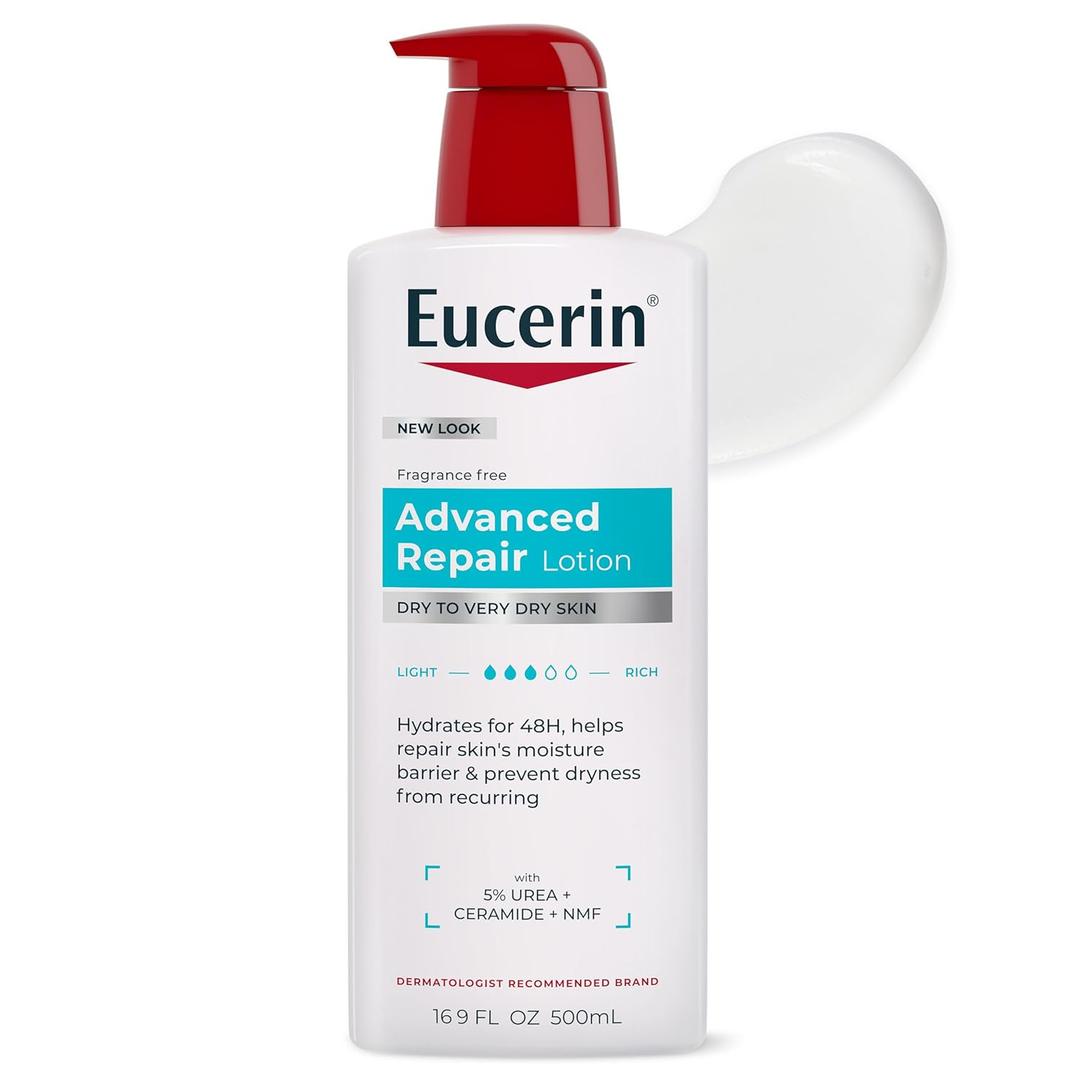 Eucerin Advanced Repair Body Lotion for Very Dry Skin, Unscented Lotion Formulated with Ceramides, 16.9 Fl Oz Bottle