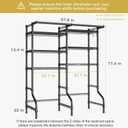 Ulif U13 Medium Over Washer and Dryer Storage Shelves, 6 Tiers Laundry Room Standing Shelf with 2 Hanger Rods, Space Saver Clothes Drying Rack, 57.8" W x 22" D x 77.4" H, Black
