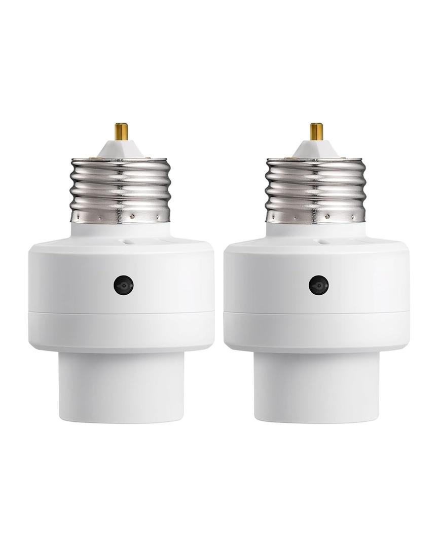 DEWENWILS Light Sensor Socket, Dusk to Dawn Light Bulb Sockets with Timer, 360 Sensor Rotation, E26/E27 Light Socket Adapter for Porch Light, Wall Light, 2 Pack