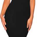 Women's Sexy Bodycon Tank Dresses Sleeveless Ribbed Knit Midi Club Dresses (Black, M)