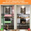 Snuowu 51"-87" Extra Tall Pet Gate for Cats, 29.5"-40.5" Wide Pressure Mounted No-Drilling Safety Dog Gate, Metal Walk-Thru Barrier for Doorways, Stairs, Kitchens, Black