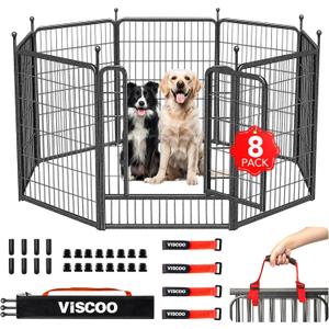 Dog Playpen Outdoor, 8 Panels 40" High Heavy Duty Metal Dog Pen, Pet Fence for Large/Medium/Small Dogs, with Doors Foldable Metal Dog Fence Exercise Pen for RV, Camping, Yard